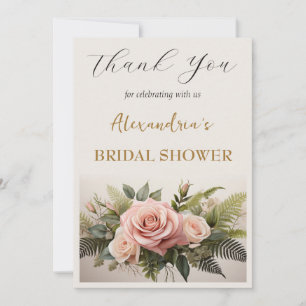 Carte De Remerciements Fleurs roses de remerciement de mariage personnali