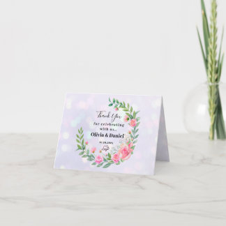 Carte De Remerciements Fleurs Roses Élégantes Remerciement de Mariage