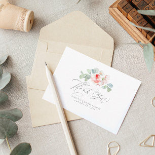 Carte De Remerciements Fleurs roses élégantes remerciements de shower de 