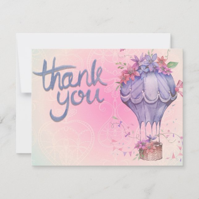 Carte De Remerciements fleurs roses et violettes (Devant)
