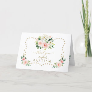 Carte De Remerciements Fleurs roses Parties scintillant d'or étincelles B
