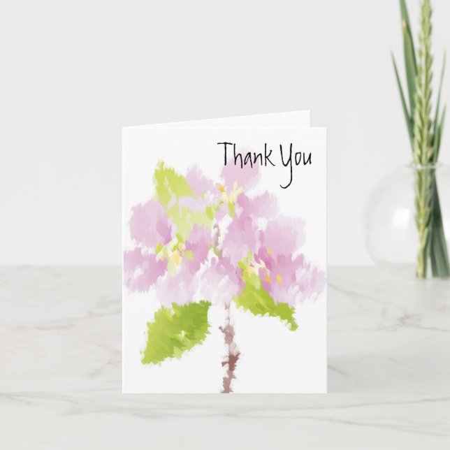 Carte De Remerciements Fleurs roses peintes (Devant)
