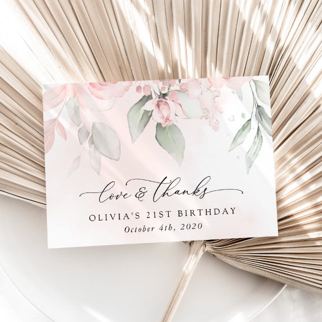 Carte De Remerciements Fleurs Rouges, Fleurs Roses, Boho, Anniversaire (Créateur téléchargé)