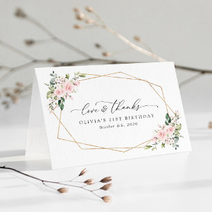 Carte De Remerciements Fleurs Rouges, Fleurs Roses, Boho, Anniversaire