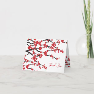 Carte De Remerciements Fleurs rouges Sakura Fleurs cerises fleurs Mariage