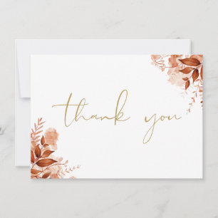 Carte De Remerciements Fleurs rustiques personnalisées Élégant script dor