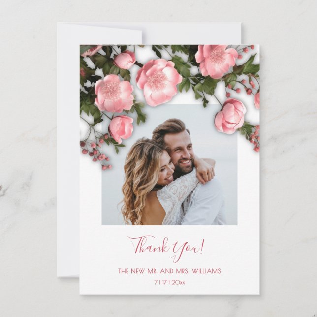 Carte De Remerciements Fleurs sauvages 3D Roses (Devant)