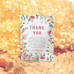 Carte De Remerciements Fleurs Sauvages à l'Aquarelle Cérémonie de Mariage