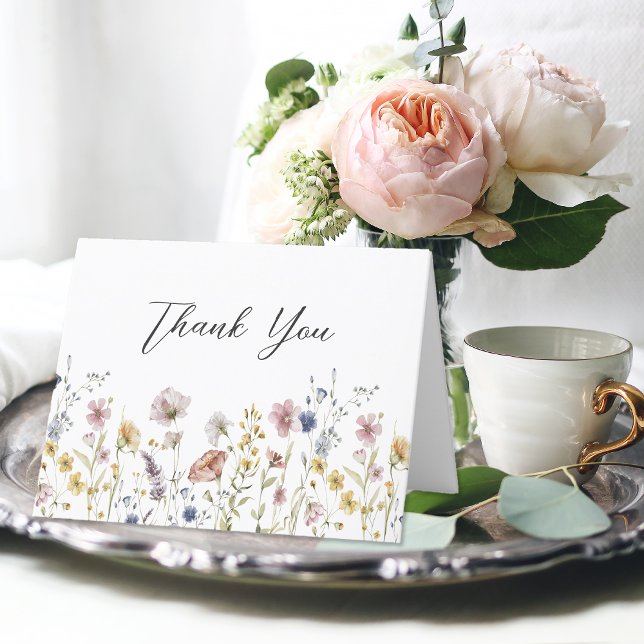Carte De Remerciements Fleurs Sauvages Aquarelle Remerciements Floraux (Créateur téléchargé)