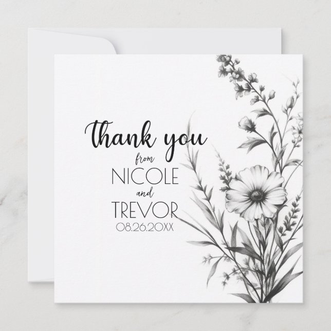 Carte De Remerciements Fleurs sauvages audacieux (Devant)