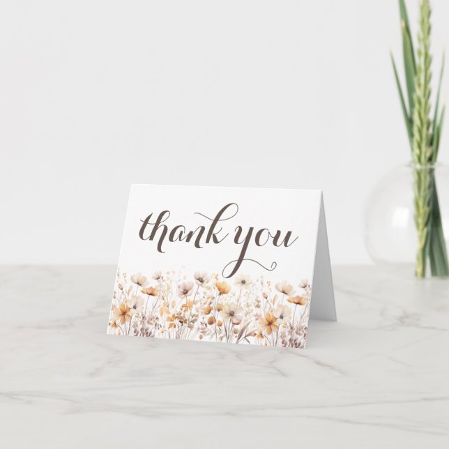 Carte De Remerciements Fleurs sauvages d'aquarelle d'automne (Devant)