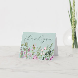 Carte De Remerciements Fleurs sauvages d'aquarelle moderne violet Sage ve