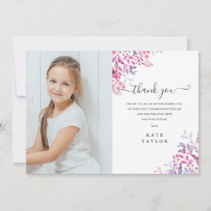 Carte De Remerciements Fleurs sauvages de lavande première sainte communi
