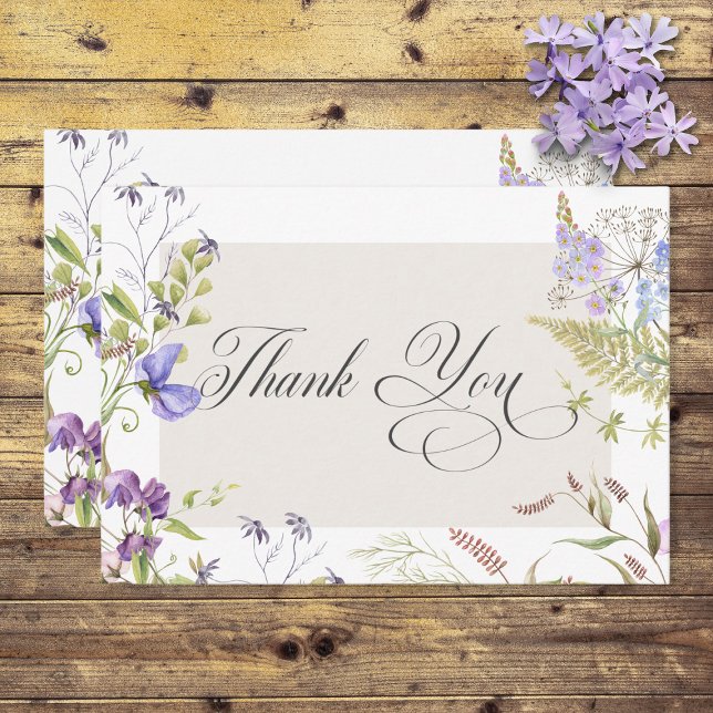 Carte De Remerciements Fleurs sauvages de lavande rustique et de sauge bl (Créateur téléchargé)