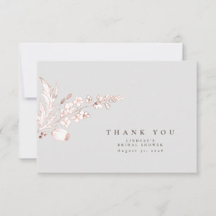 Carte De Remerciements Fleurs sauvages en or rose dessinées à la main Élé