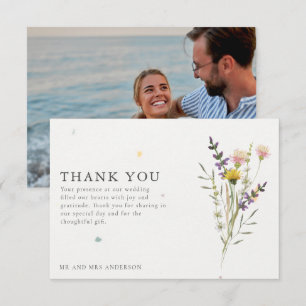 Carte De Remerciements Fleurs Sauvages en Prairie Photo Mariage Remerciem