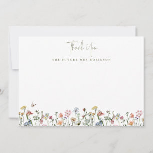 Carte De Remerciements Fleurs sauvages Fête des mariées Futur Mme Personn