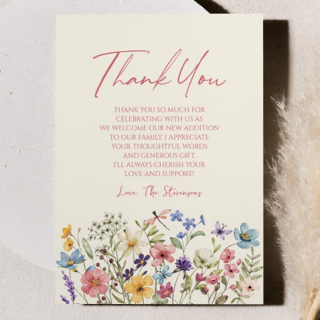 Carte De Remerciements Fleurs sauvages fleurs sauvages Baby shower de jar (Créateur téléchargé)