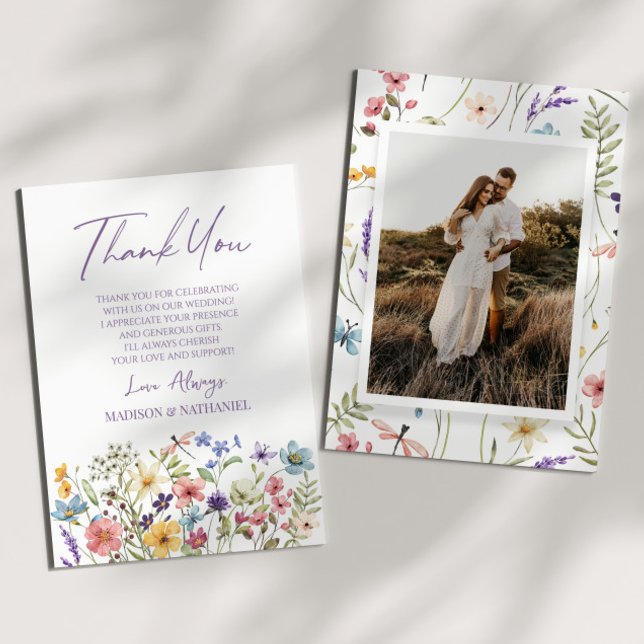 Carte De Remerciements Fleurs sauvages fleurs sauvages Jardin Floral Phot (Créateur téléchargé)