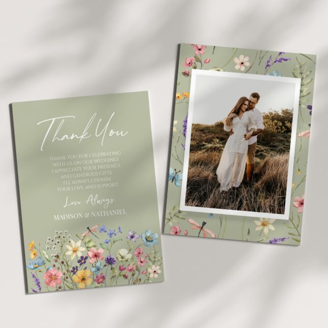 Carte De Remerciements Fleurs sauvages fleurs sauvages Jardin Floral Phot (Créateur téléchargé)