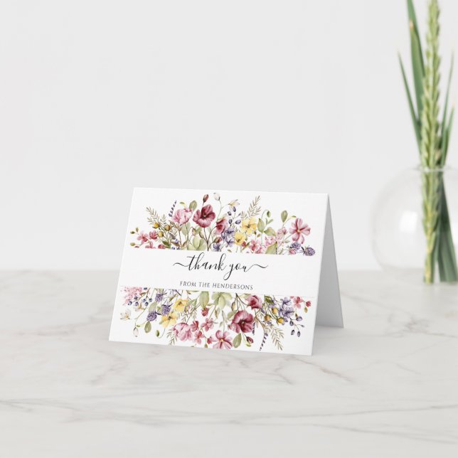 Carte De Remerciements Fleurs sauvages Funérailles Mémorial Mariage Récep (Devant)