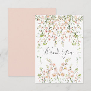 Carte De Remerciements Fleurs sauvages rose pâle Élégant Mariage floral