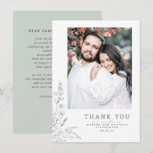 Carte De Remerciements Fleurs sauvages Sage Élégant Mariage Remerciement 