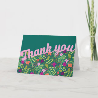 Carte De Remerciements Fleurs stylisées Millefleur Joyaux Tons