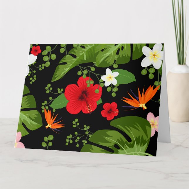 Carte De Remerciements Fleurs tropicales Arrière - plan 4 (Devant)