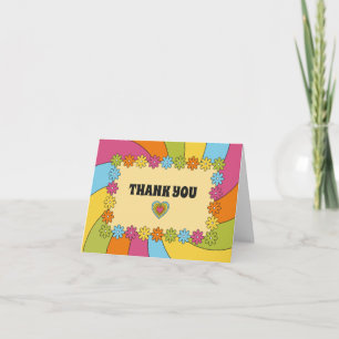 Carte De Remerciements Fleurs, Vagues et Cœurs sur le thème des années 19