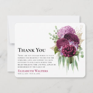 Carte De Remerciements Fleurs violettes à l'aquarelle et symapthie Eucaly