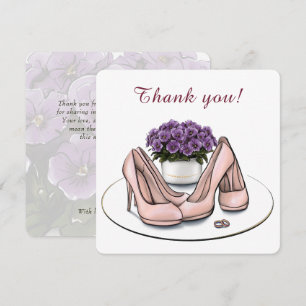 Carte De Remerciements Fleurs Violettes Élégantes Mariage Lesbien Plat 