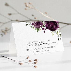 Carte De Remerciements Fleurs violettes, Fleurs de prunes, Boho, Baby sho
