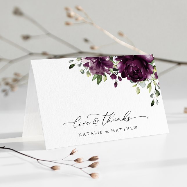 Carte De Remerciements Fleurs violettes, Fleurs de prunes, Boho, Mariage  (Créateur téléchargé)