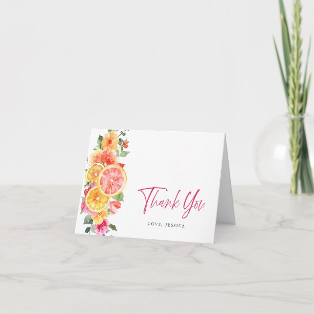 Carte De Remerciements Fleurs vives Festives Citrus Floral (Devant)