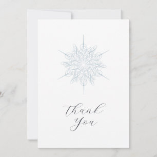 Carte De Remerciements Flocon de neige bleu glace Élégant Mariage d'hiver
