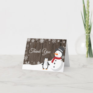 Carte De Remerciements Flocon de neige des fêtes de Noël d'hiver rustique