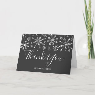 Carte De Remerciements Flocons de Neige Mariage d'Hiver Remerciements