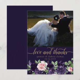 Carte De Remerciements Floraison Dark Purple and Pink Photo Love and
