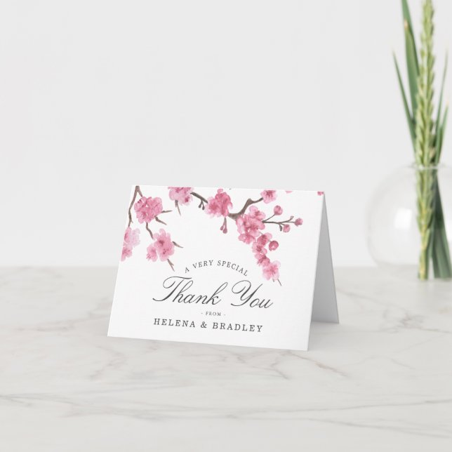 Carte De Remerciements Floraison des Cerisiers | Remerciement de Mariage (Devant)