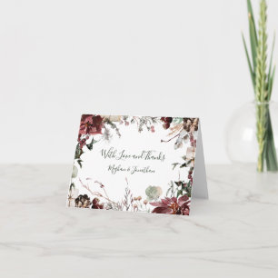 Carte De Remerciements Floraisons d'hiver - Vert forêt foncé - Mariage