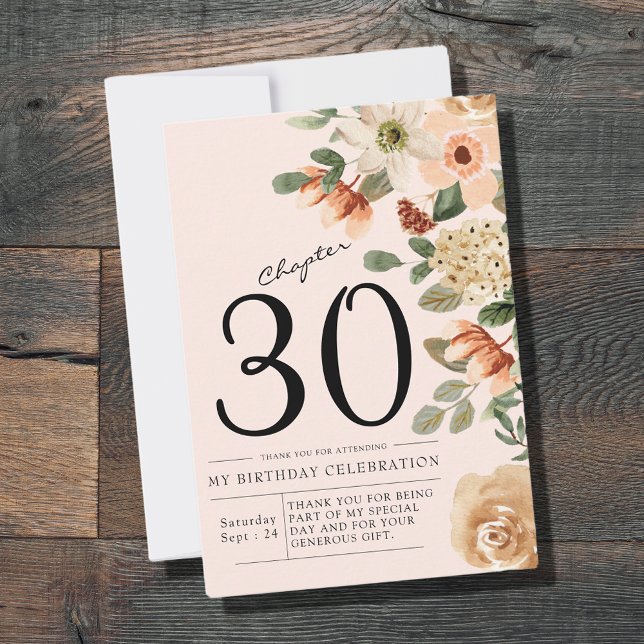 Carte De Remerciements Floral 30e anniversaire (Floral 30th Birthday Thank You Card.
Say thank you to those who celebrated your birthday with you.)