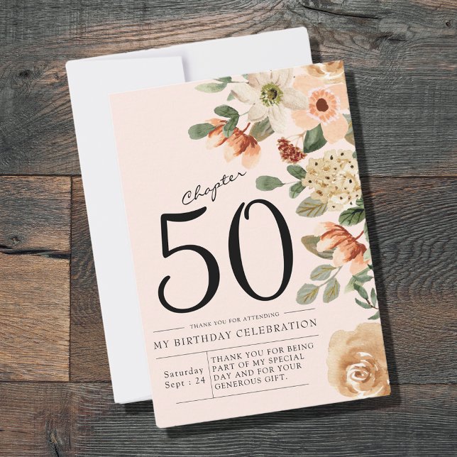 Carte De Remerciements Floral 50e anniversaire (Floral 50th Birthday Thank You Card.
Say thank you to those who celebrated your birthday with you.)