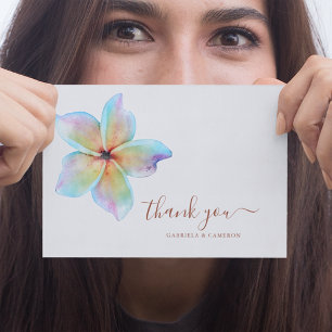 Carte De Remerciements Floral Aquarelle Plumeria Terracotta Mariage