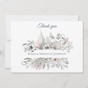 Carte De Remerciements *~* Floral Argent rose AR17 Elégant Mariage tendan