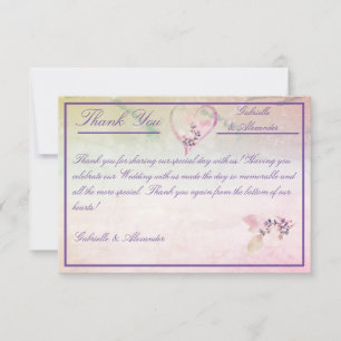 Carte De Remerciements Floral au-dessus du Mariage Rose des nuages