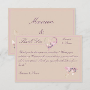 Carte De Remerciements Floral Autumn Blush, Mauve & Mariage rose