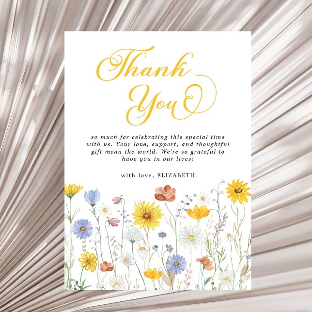 Carte De Remerciements Floral Baby shower fleur sauvage (Créateur téléchargé)