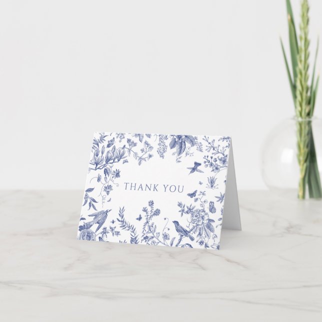Carte de remerciements Floral bleu (Devant)