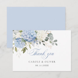 Carte De Remerciements Floral Bleu Blanc Hydrangée Mariage de verdure